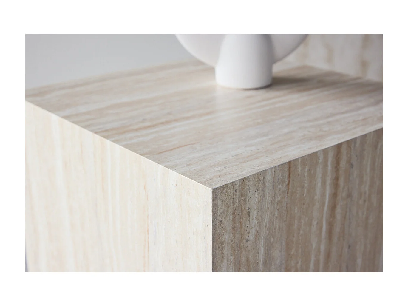 Table d'Appoint Effet Travertin "York" 45cm Beige