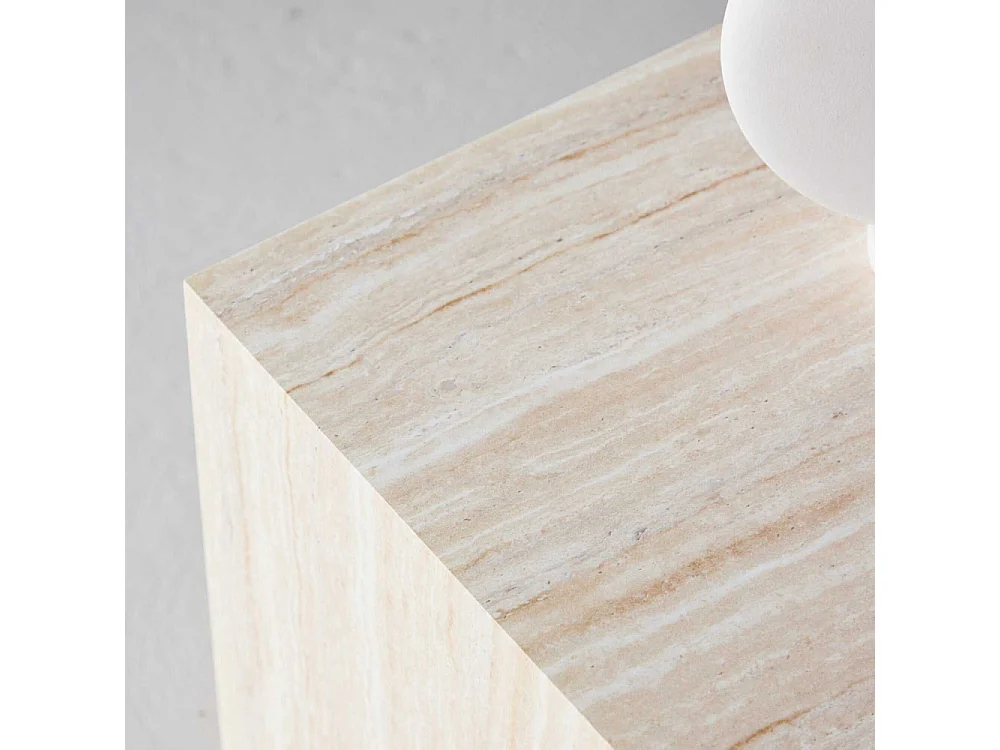 Table d'Appoint Effet Travertin "York" 45cm Beige