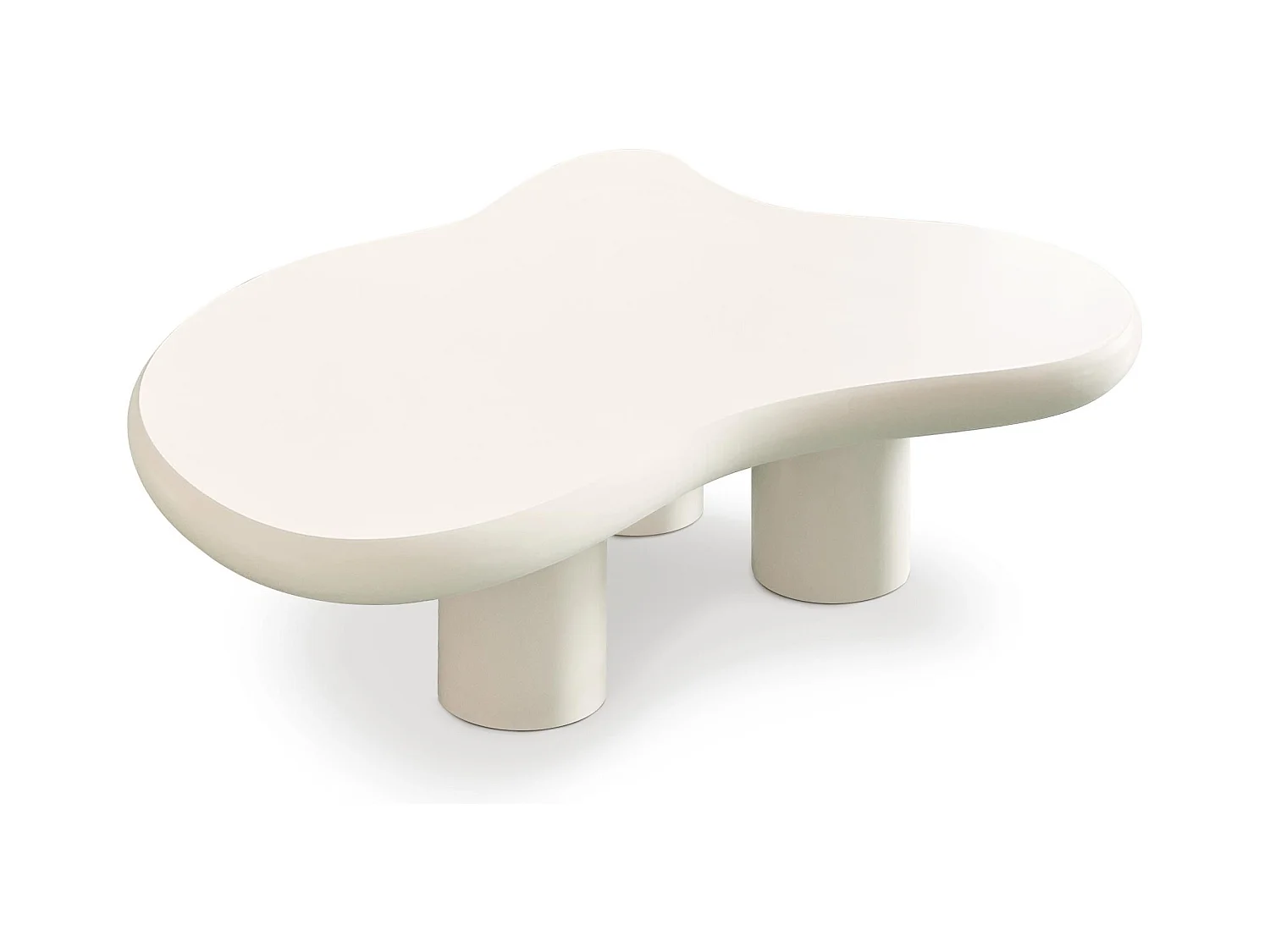 Table basse forme courbes naturelles Valdo 69x100cm Crème