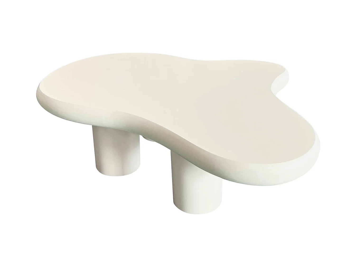 Table basse forme courbes naturelles Valdo 69x100cm Crème