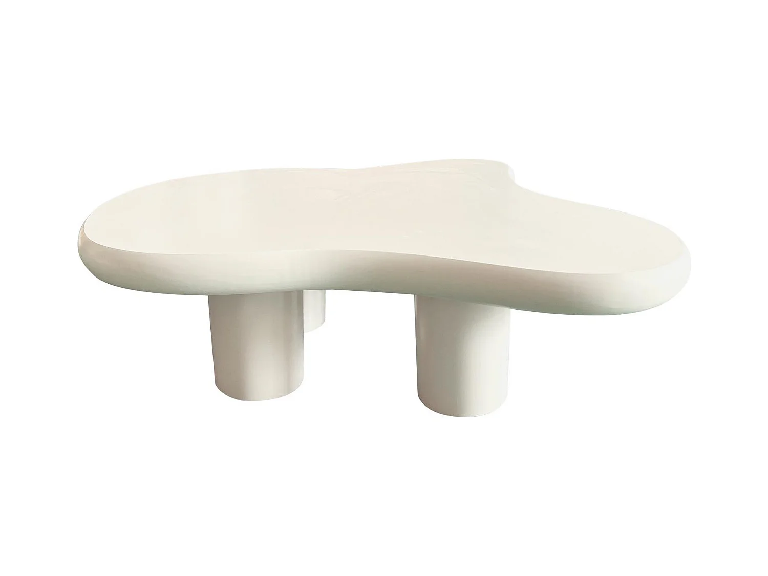 Table basse forme courbes naturelles Valdo 69x100cm Crème