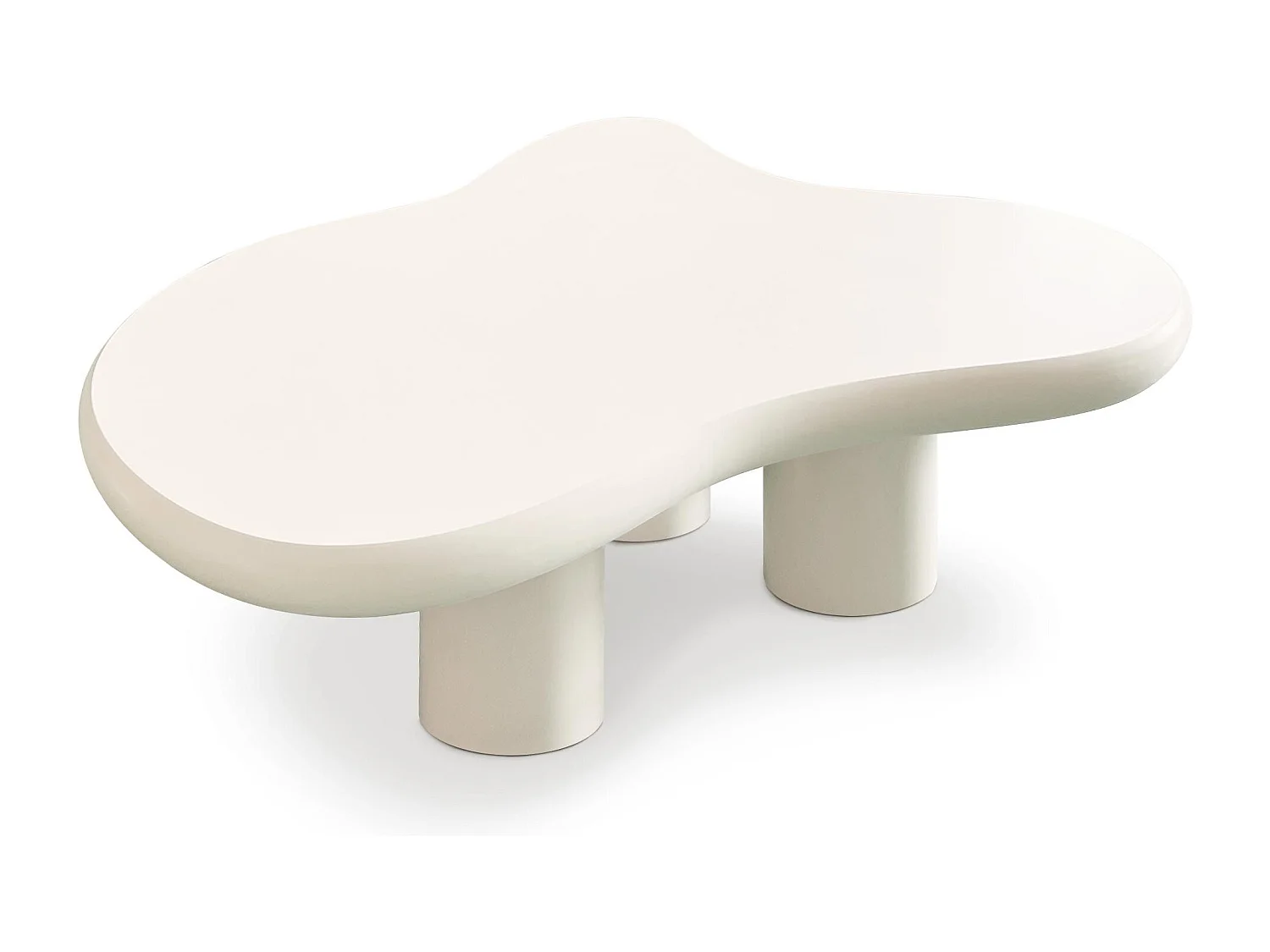 Table basse forme courbes naturelles Valdo 69x100cm Crème