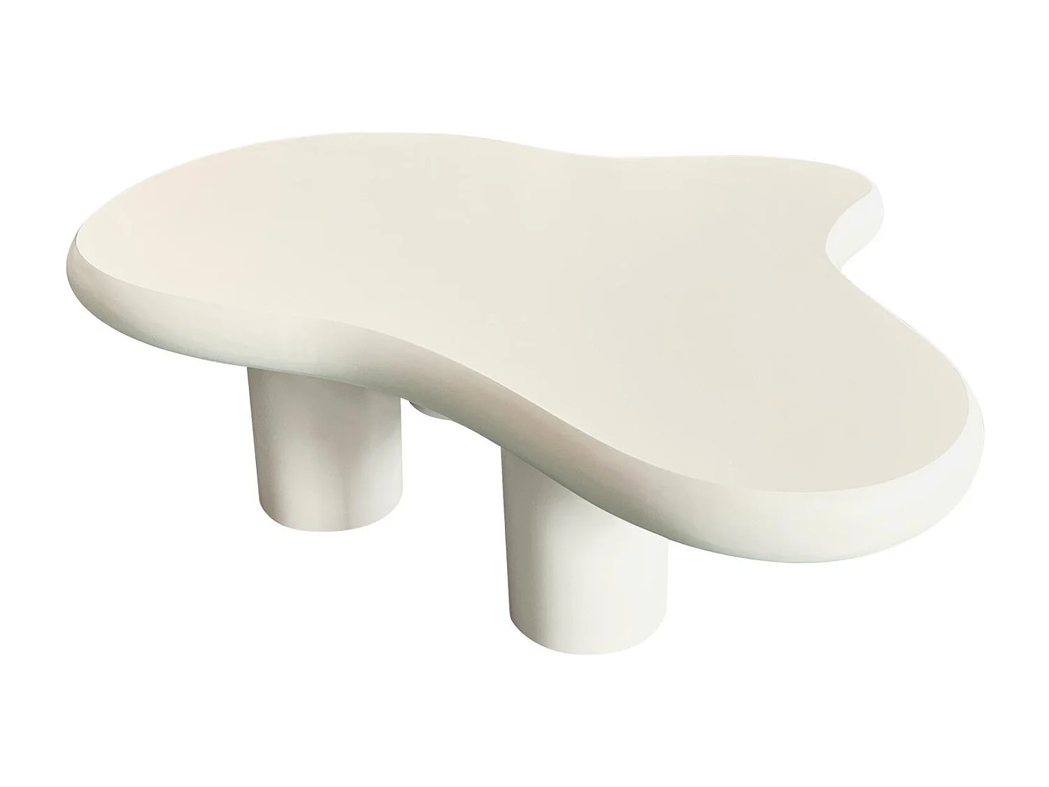 Table basse forme courbes naturelles Valdo 69x100cm Crème