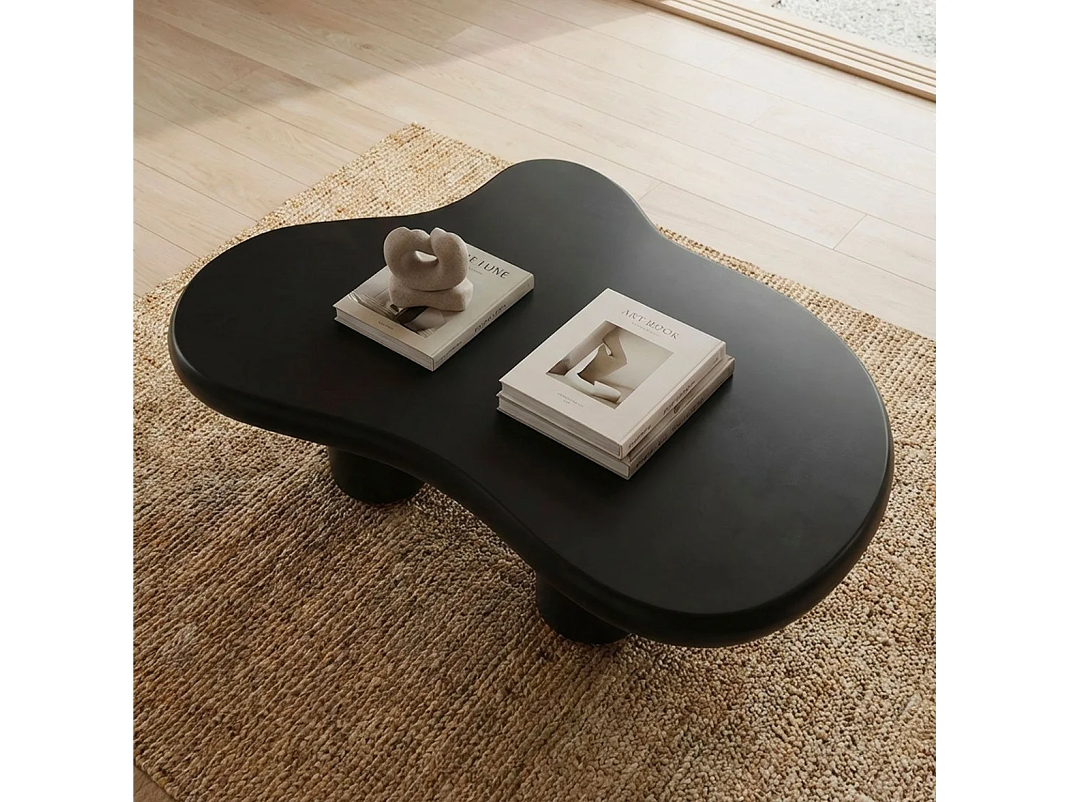 Table basse forme courbes naturelles Valdo 69x100cm Noir