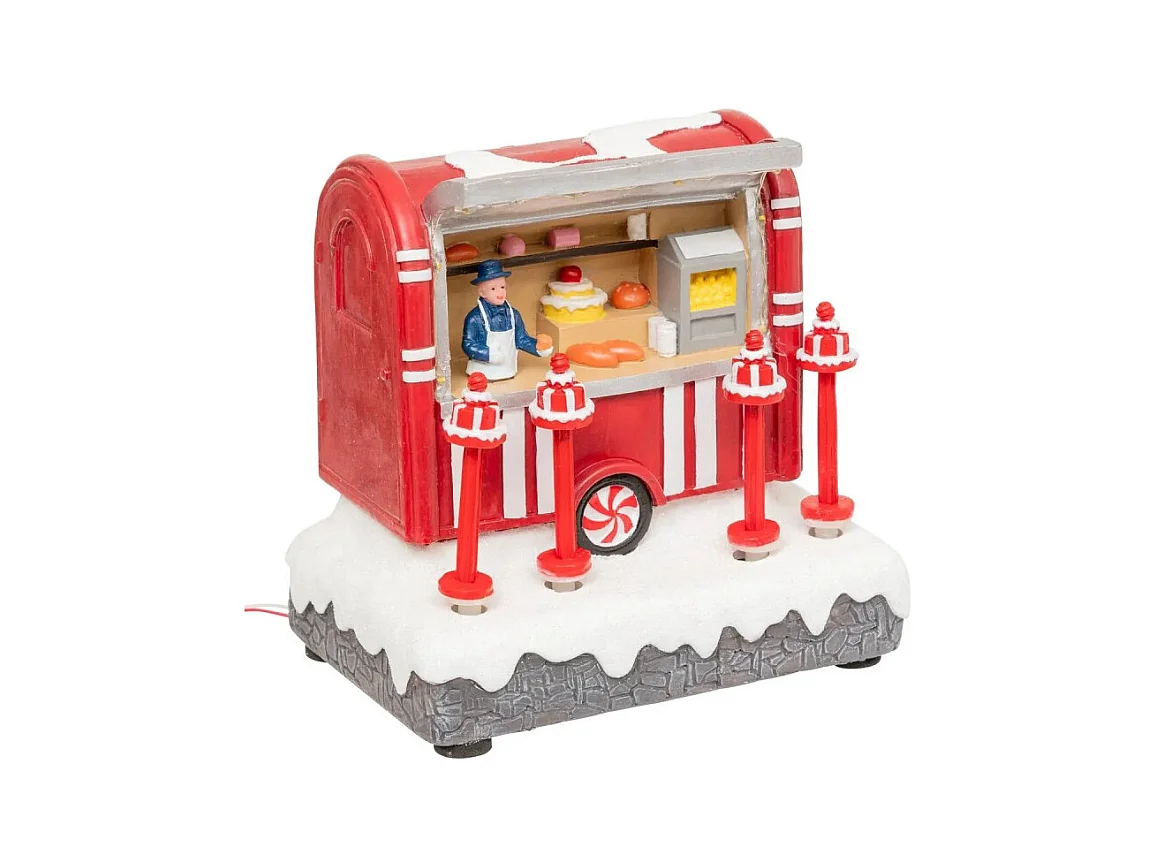 Village Noël lumineux stand gâteaux 8 LED musical animé