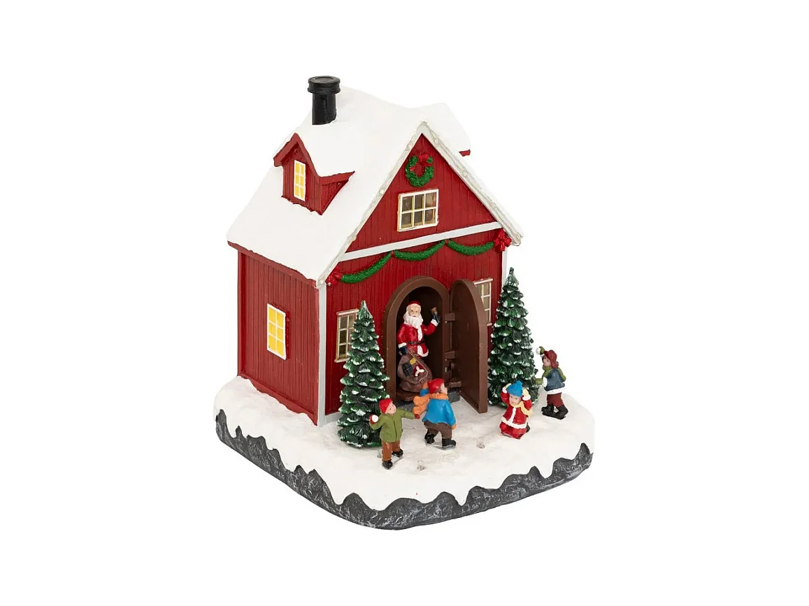 Village lumineux maison Père Noël et enfants 16 LED animé
