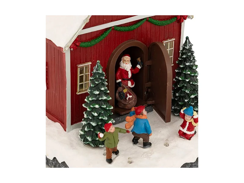 Village lumineux maison Père Noël et enfants 16 LED animé