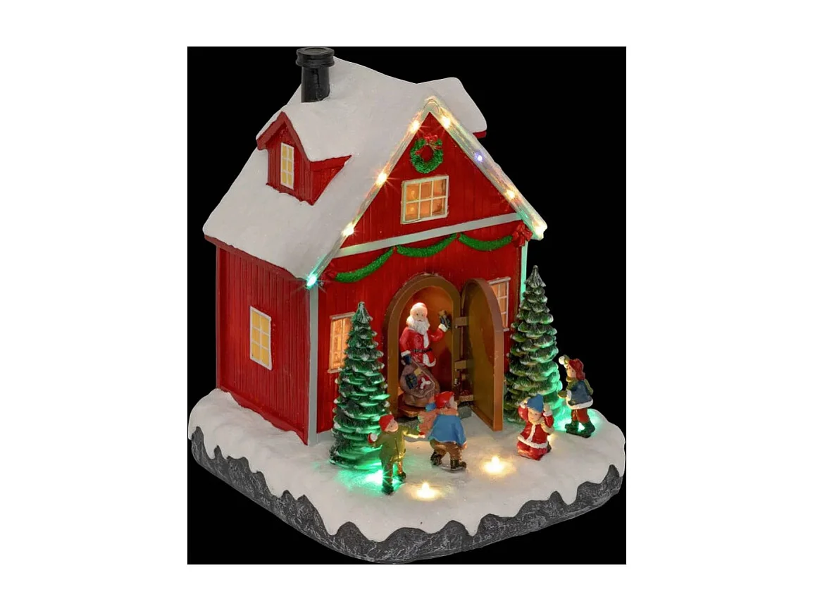 Village lumineux maison Père Noël et enfants 16 LED animé