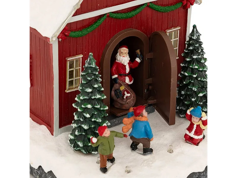 Village lumineux maison Père Noël et enfants 16 LED animé