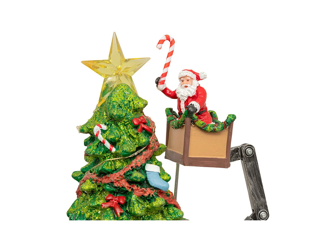 Village lumineux sapin Père Noël nacelle 27 LED musical animé