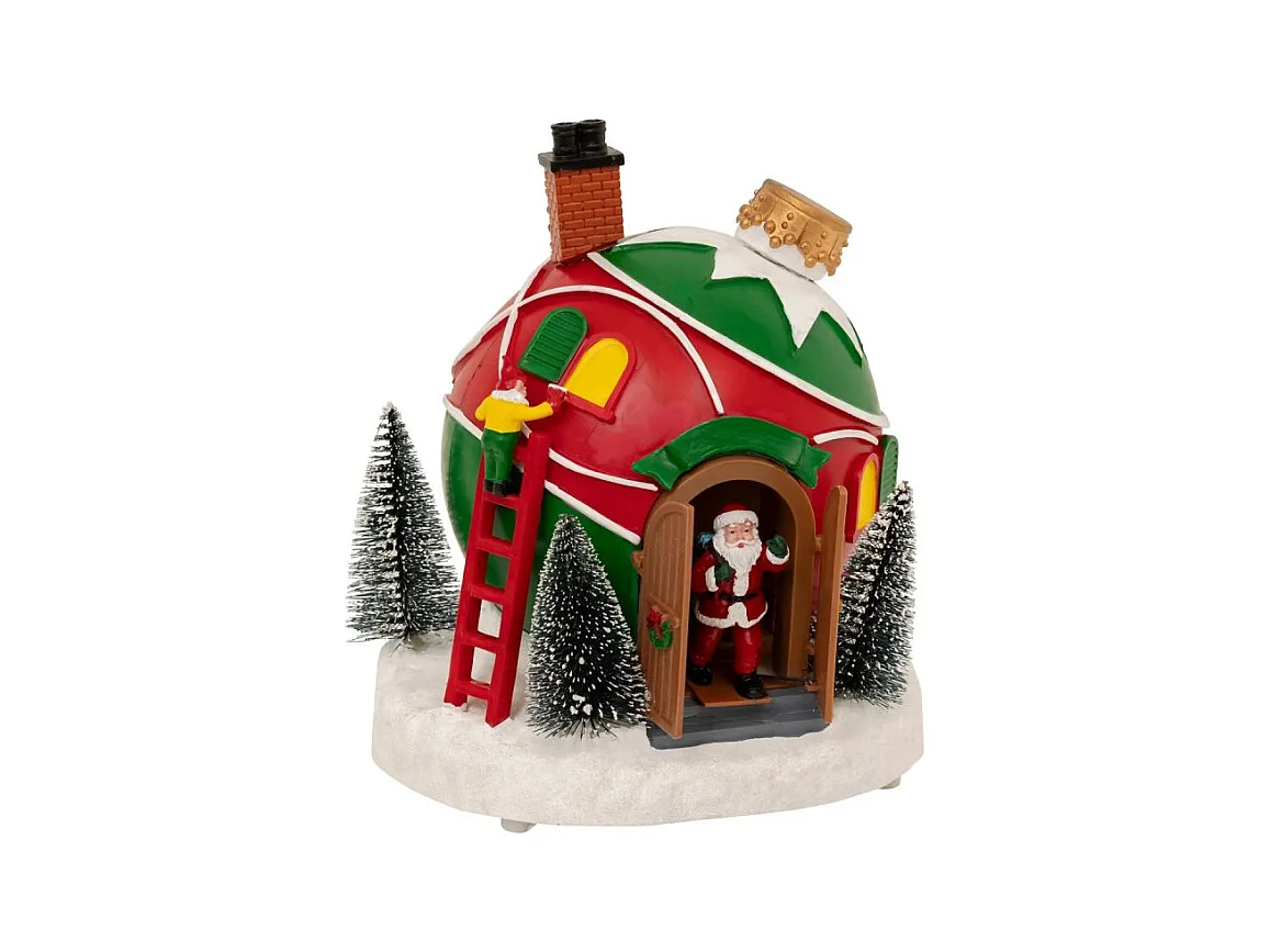 Village lumineux Maison Boule de Noël 4 LED musical animé