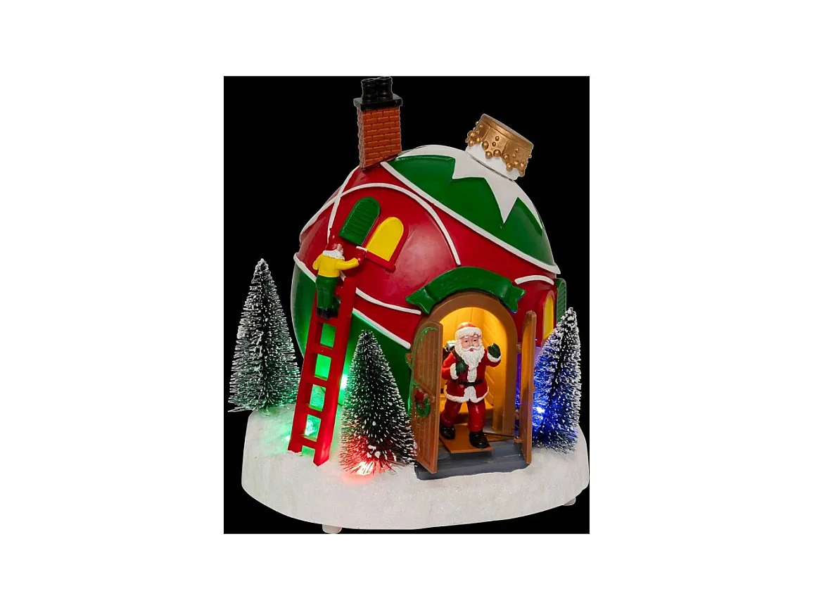 Village lumineux Maison Boule de Noël 4 LED musical animé