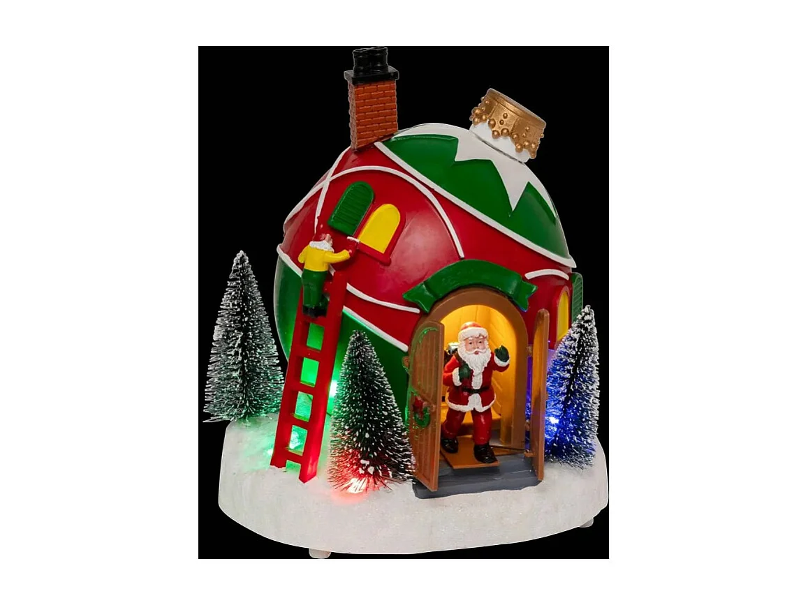 Village lumineux Maison Boule de Noël 4 LED musical animé