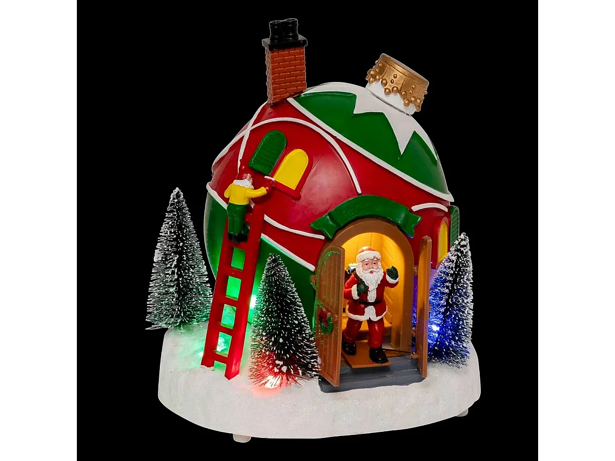 Village de Noël Lumineux "Maison Boule" 22cm Multicolore