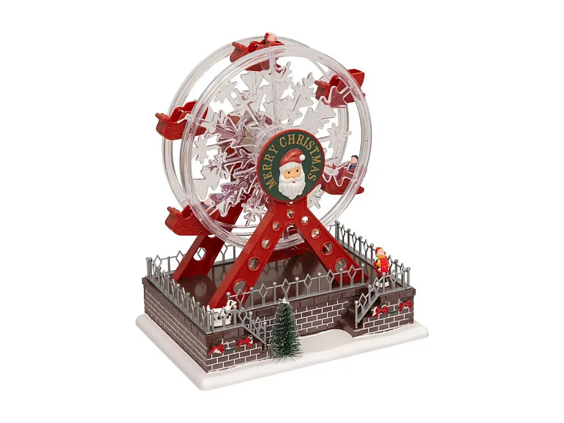 Village Noël lumineux Grande roue 20 LED musical et animé