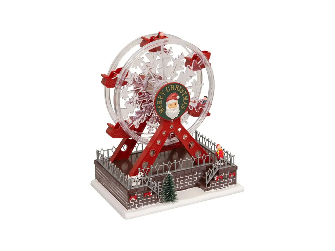 Village Noël lumineux Grande roue 20 LED musical et animé
