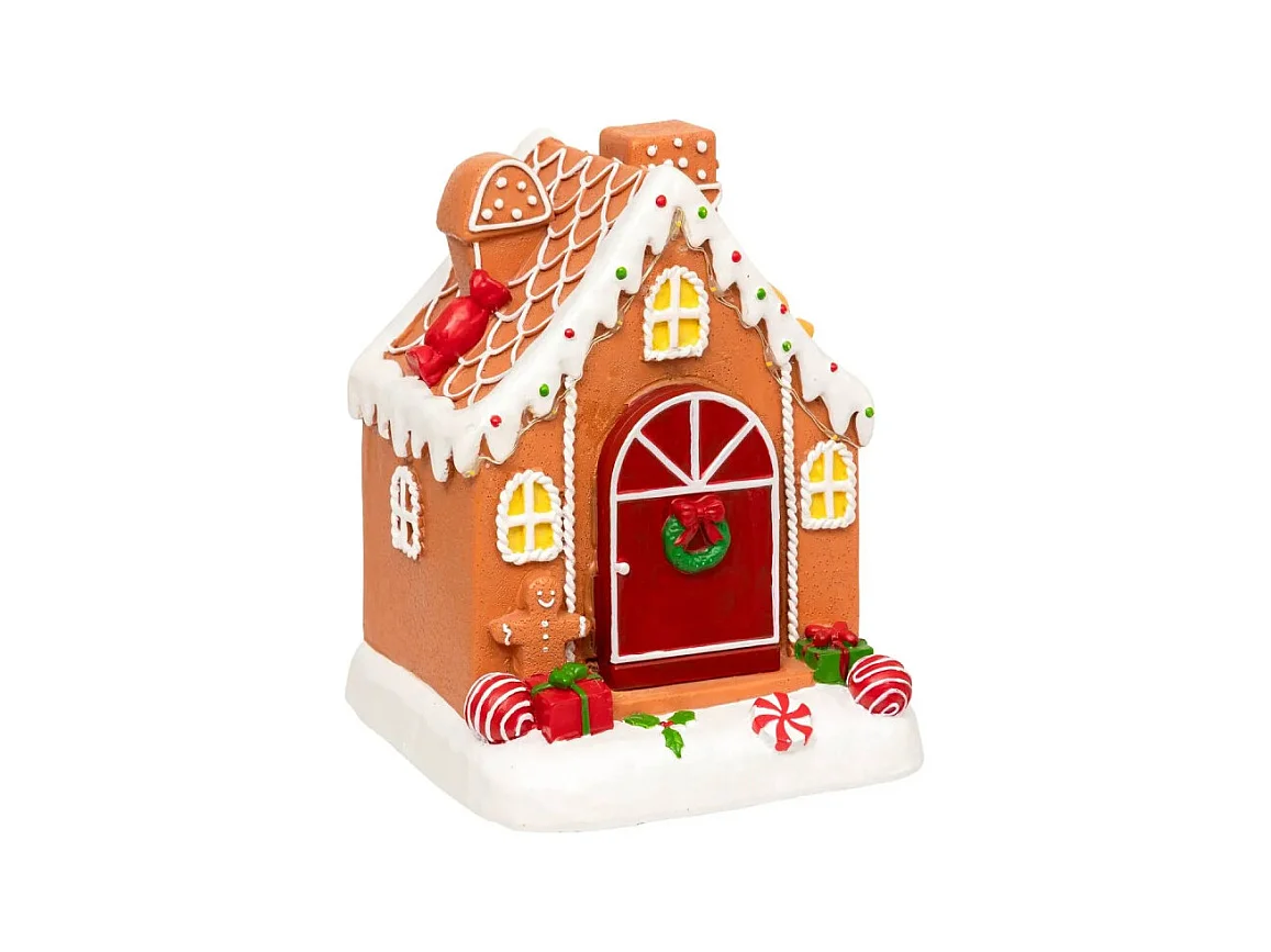 Village Noël lumineux Maison Pain d'épice 8 LED musical animé