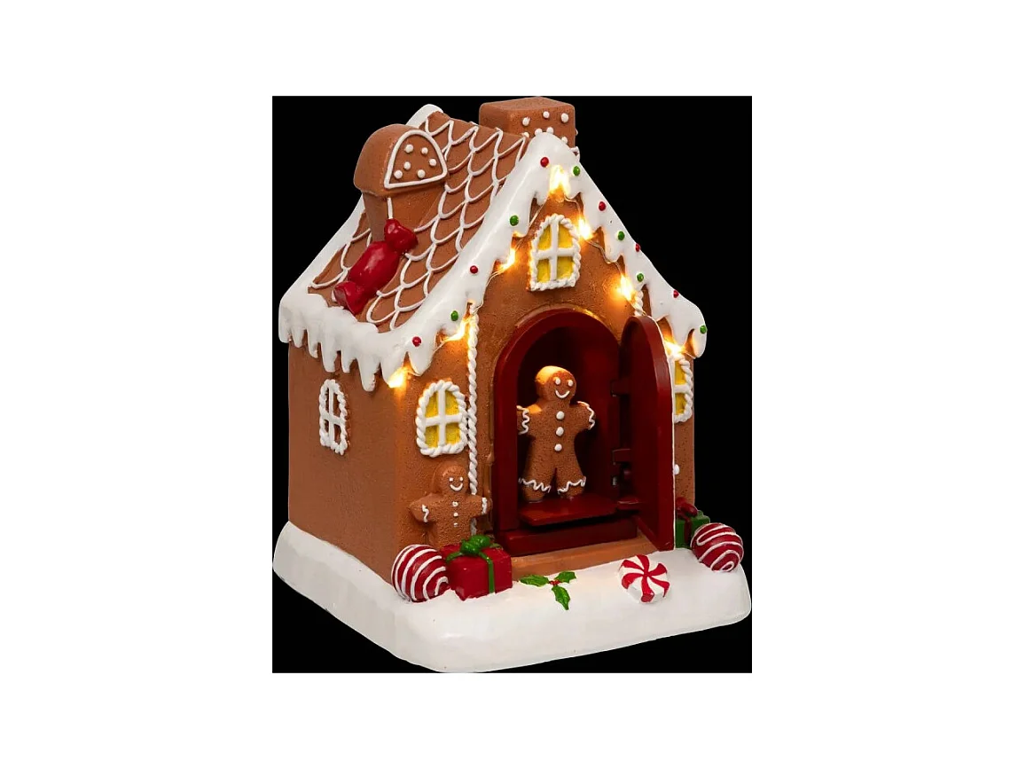 Village Noël lumineux Maison Pain d'épice 8 LED musical animé