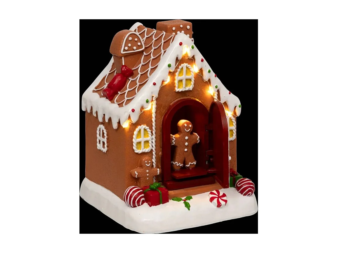 Village Noël lumineux Maison Pain d'épice 8 LED musical animé
