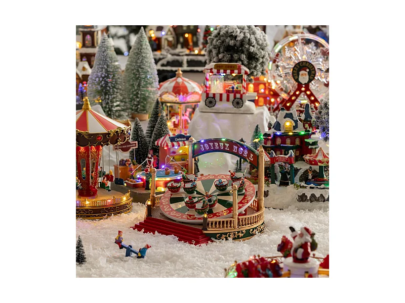 Village de Noël lumineux Manège tasses animé et musical