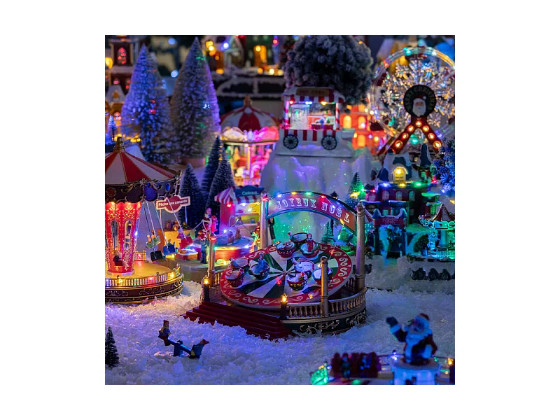 Village de Noël lumineux Manège tasses animé et musical