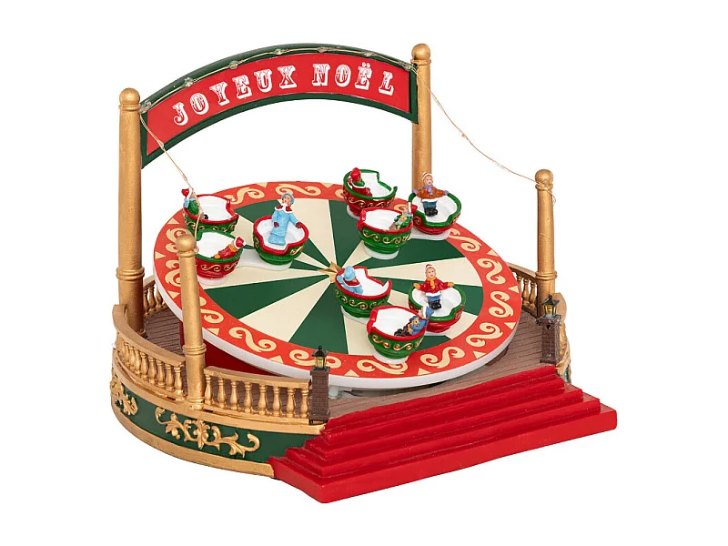 Village de Noël lumineux Manège tasses animé et musical