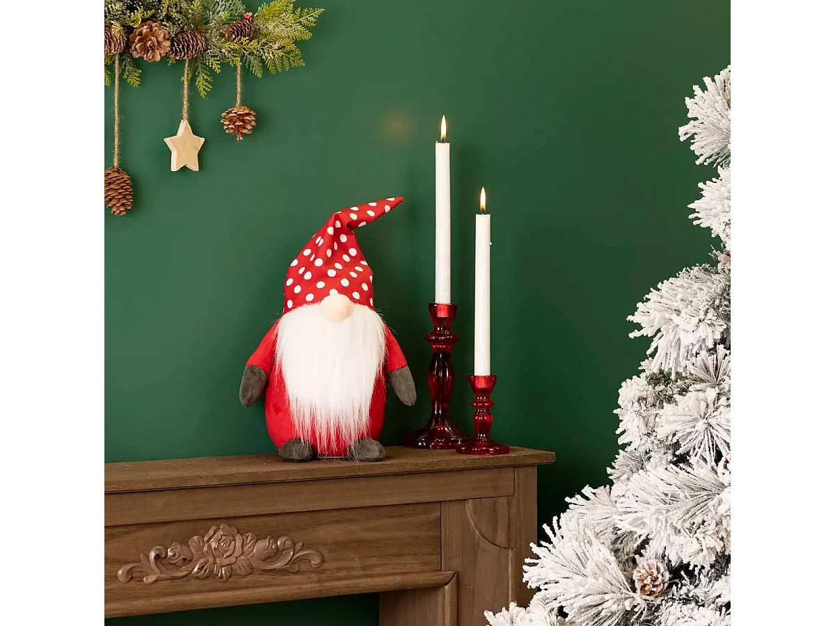 Statuette de Noël Animée "Gnome" 24cm Rouge