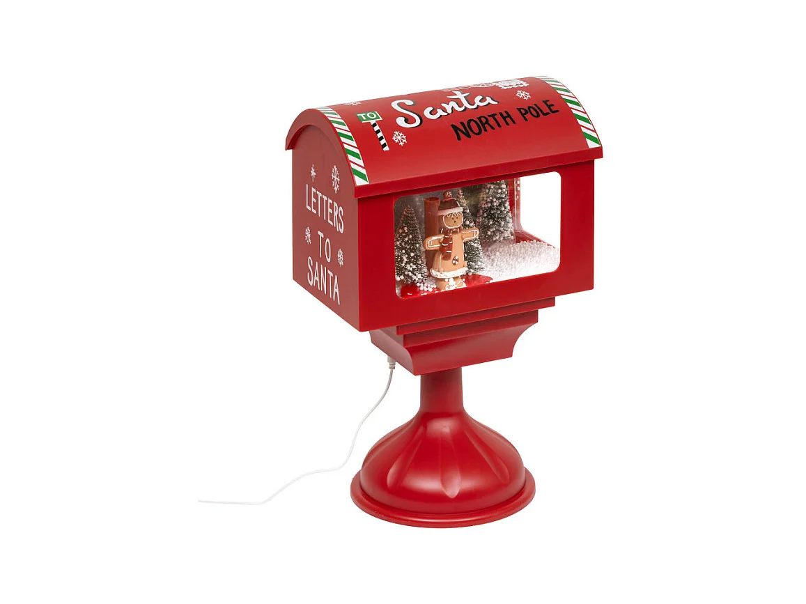 Décoration de Noël boîte aux lettes lumineuse 4 LED rouge