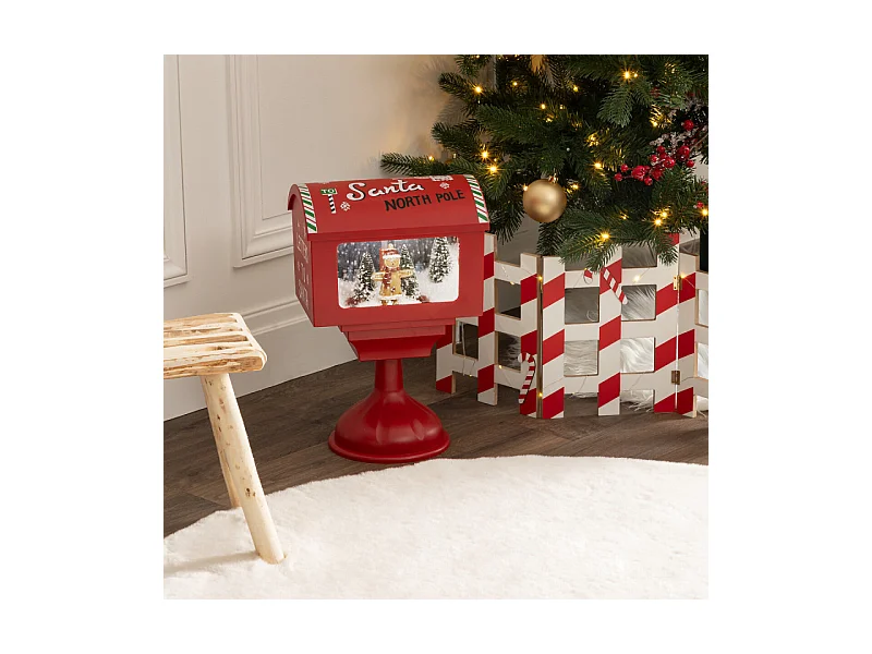 Décoration de Noël boîte aux lettes lumineuse 4 LED rouge