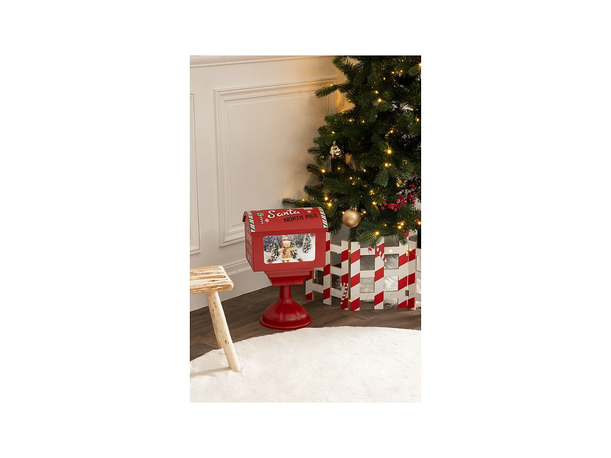 Décoration de Noël boîte aux lettes lumineuse 4 LED rouge