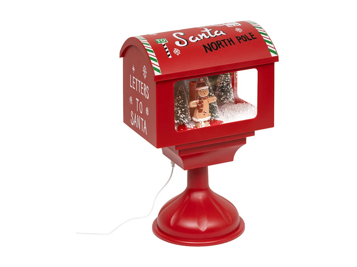 Décoration de Noël boîte aux lettes lumineuse 4 LED rouge