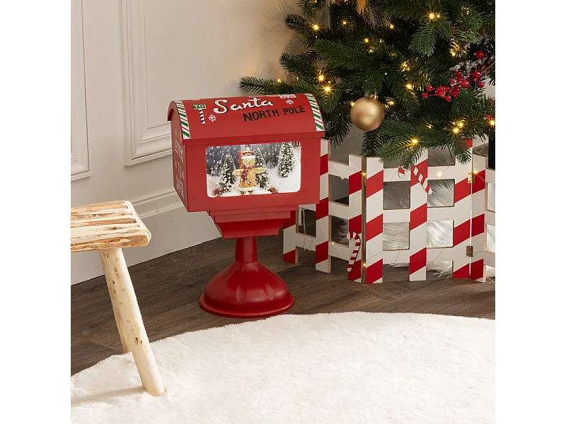 Décoration de Noël boîte aux lettes lumineuse 4 LED rouge