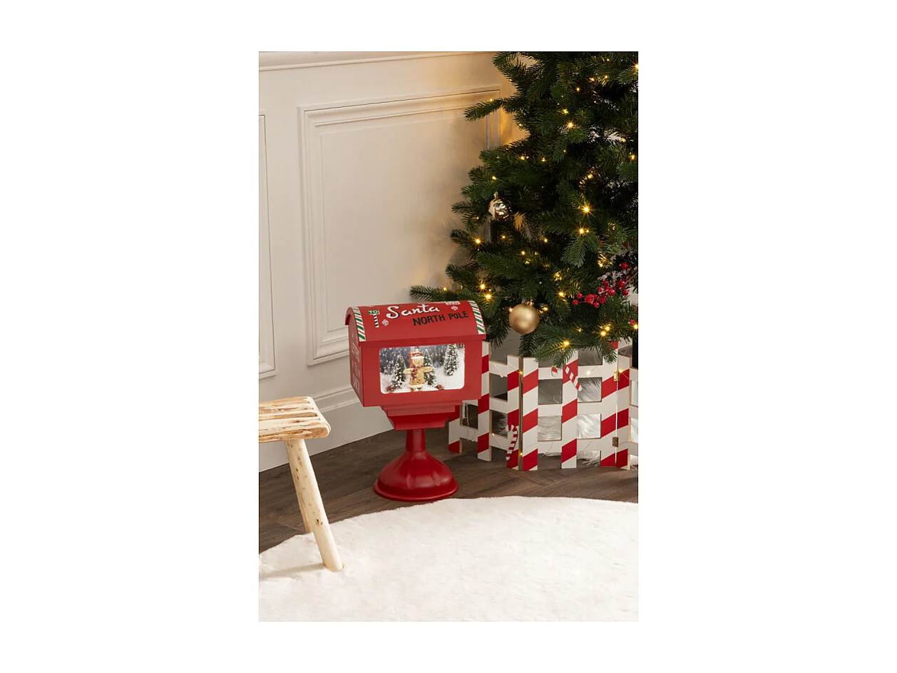 Décoration de Noël boîte aux lettes lumineuse 4 LED rouge