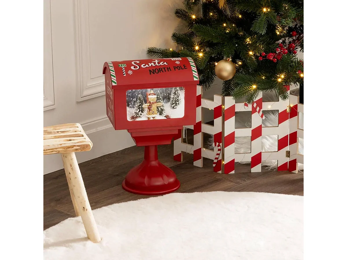 Déco Lumineuse de Noël "Boite aux Lettres" 41cm Rouge