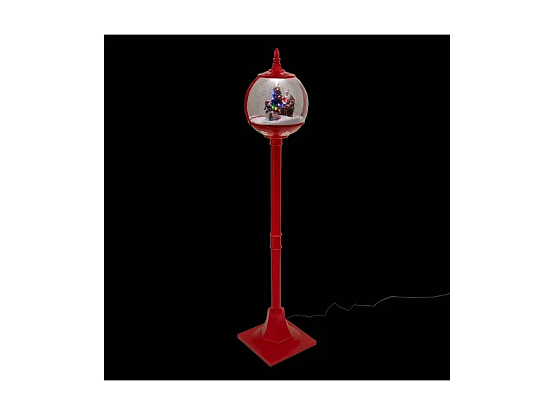 Déco de Noël lampadaire rouge 150 cm neige animée