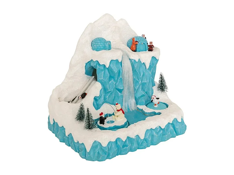 Village Noël lumineux Cascade sur la banquise musical et animé