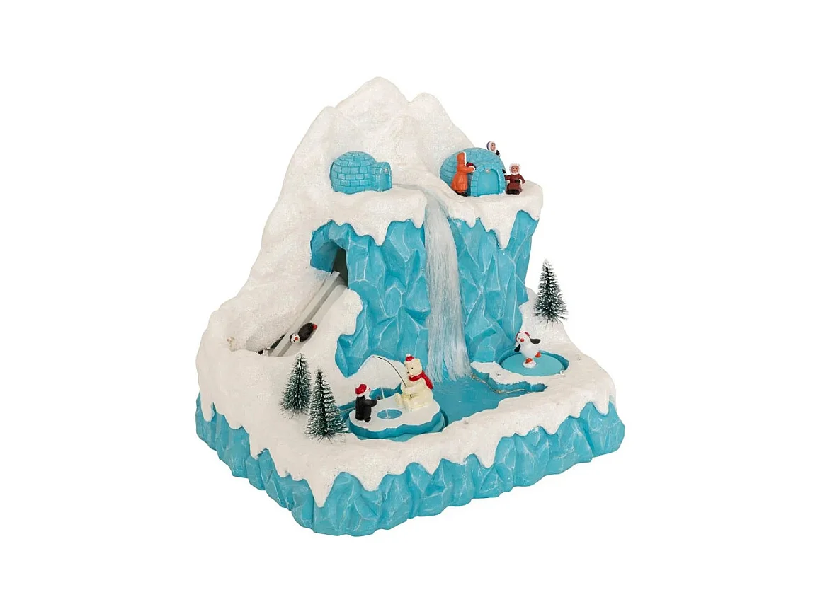 Village Noël lumineux Cascade sur la banquise musical et animé