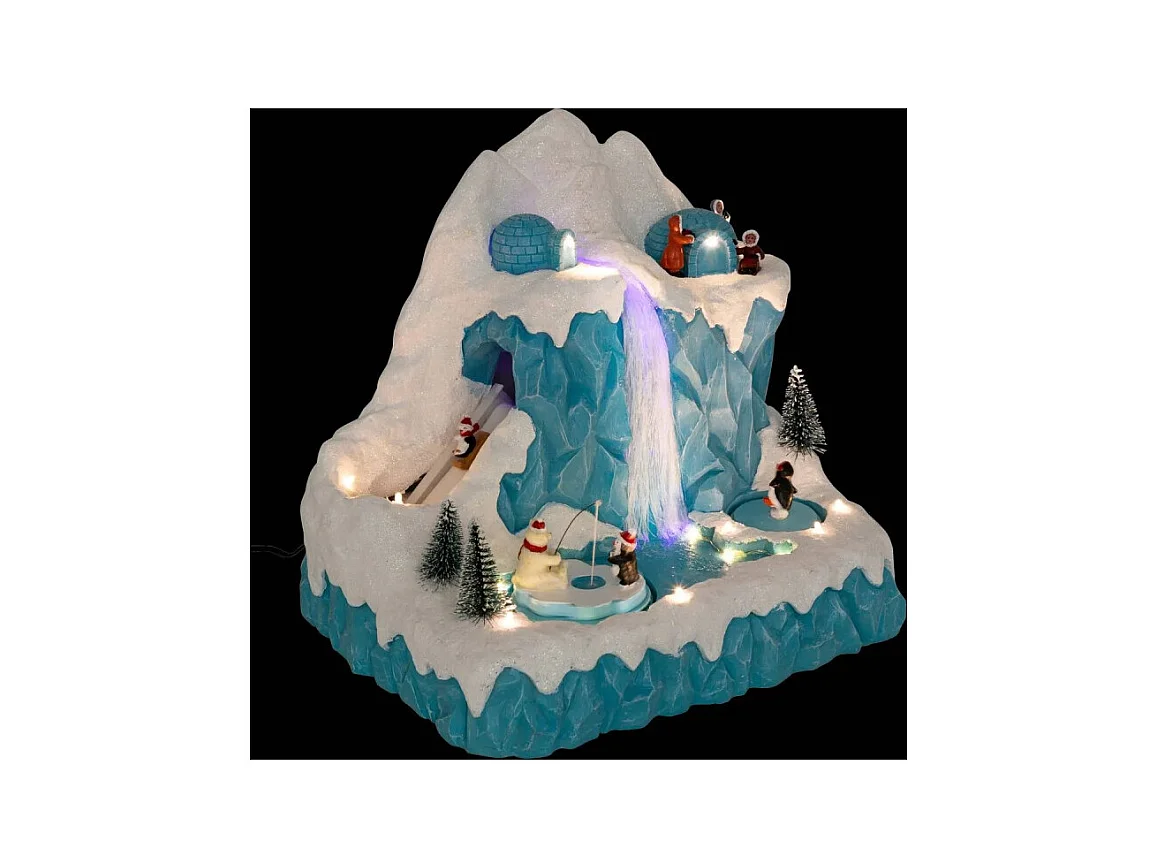 Village Noël lumineux Cascade sur la banquise musical et animé