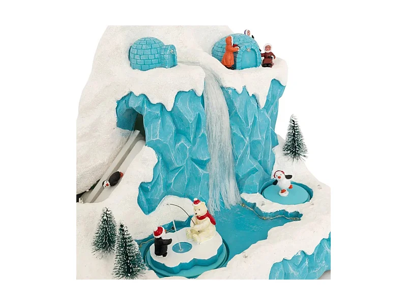 Village Noël lumineux Cascade sur la banquise musical et animé
