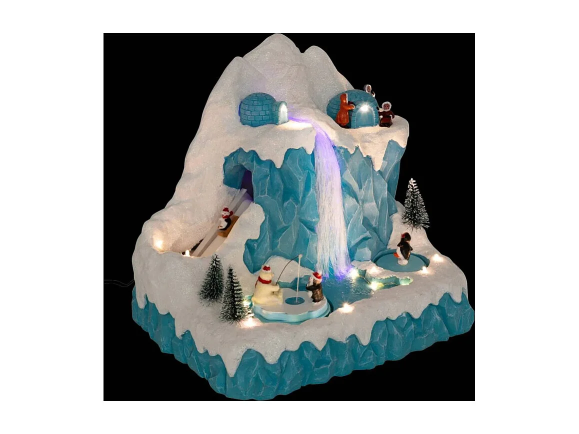 Village Noël lumineux Cascade sur la banquise musical et animé