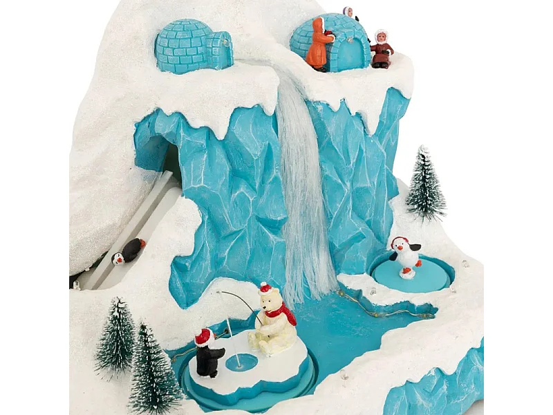 Village Noël lumineux Cascade sur la banquise musical et animé