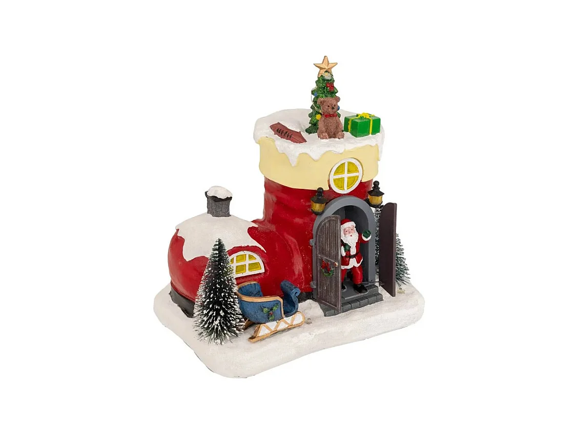 Village lumineux botte Père Noël 11 LED musical animé