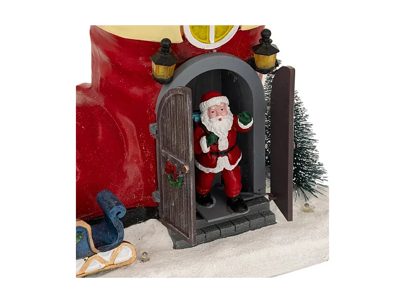 Village lumineux botte Père Noël 11 LED musical animé