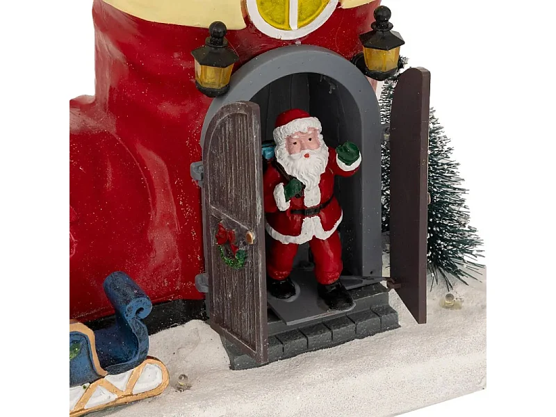 Village lumineux botte Père Noël 11 LED musical animé