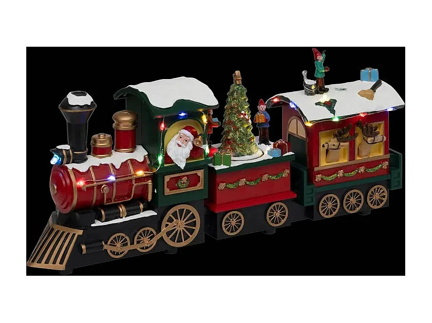 Village lumineux train du Père Noël 12 LED musical animé