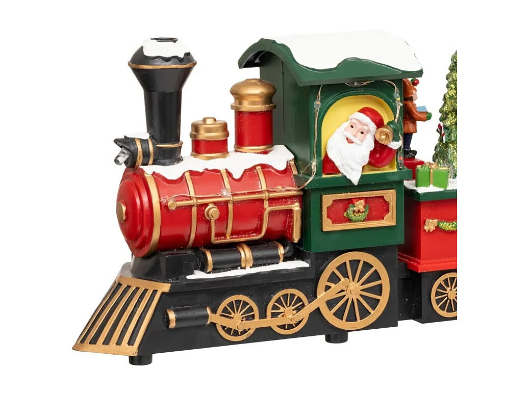 Village lumineux train du Père Noël 12 LED musical animé