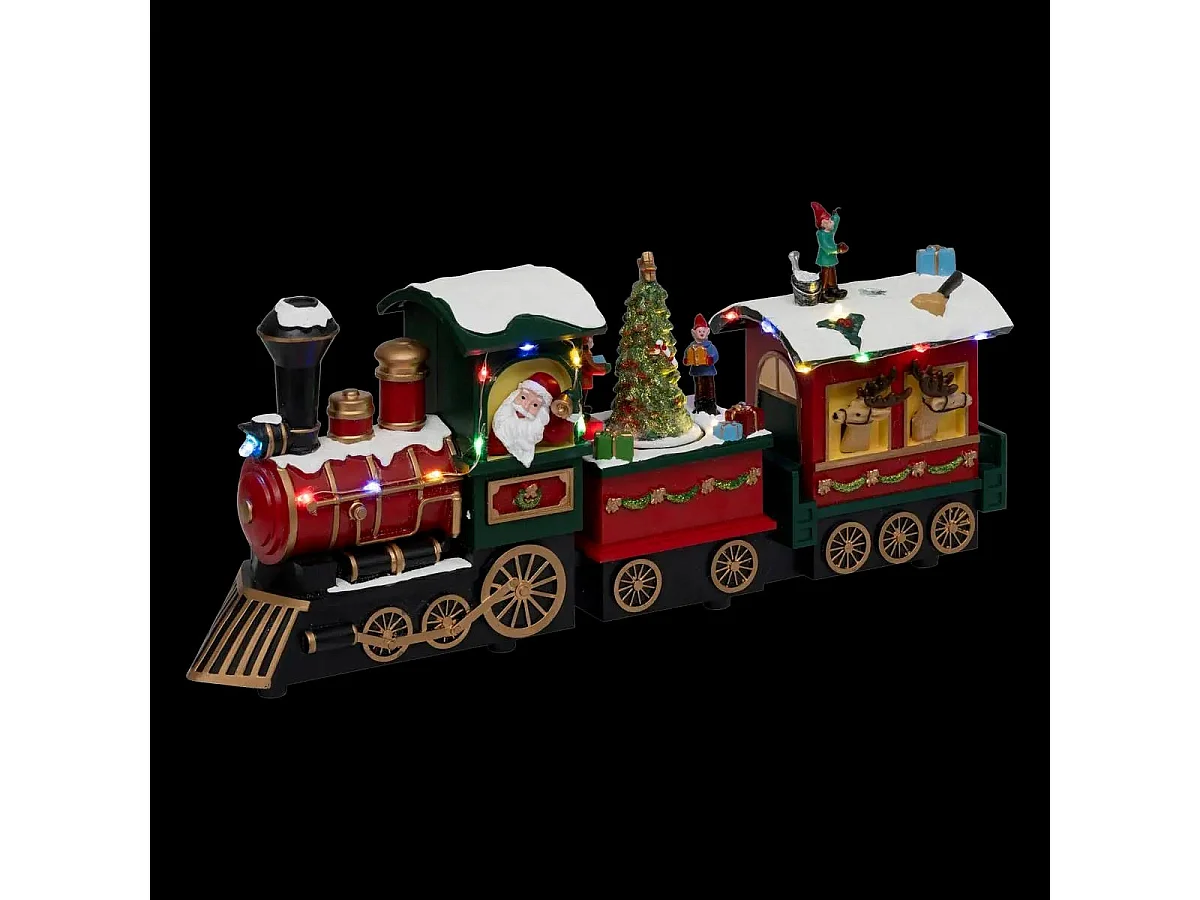 Village de Noël Lumineux "Train Père Noël" 38cm Multicolore