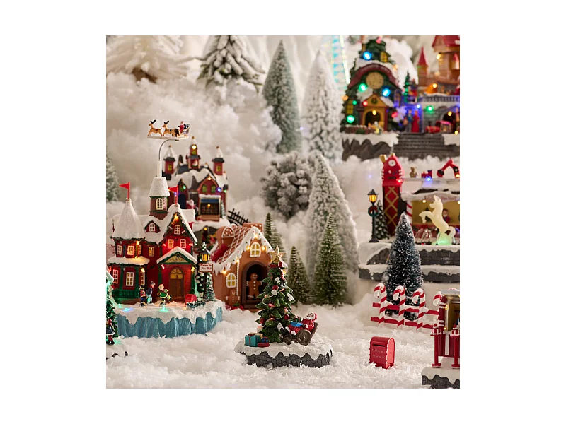 Village lumineux sapin de Noël 13 LED multicolore musical animé