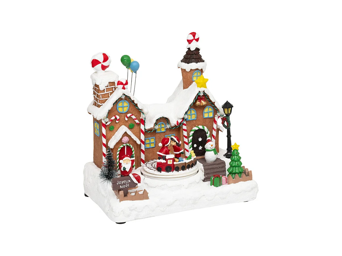 Village Noël lumineux maison pain d'épice avec enfants musical et animé