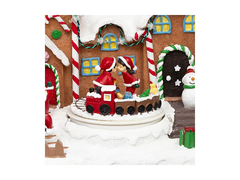 Village Noël lumineux maison pain d'épice avec enfants musical et animé